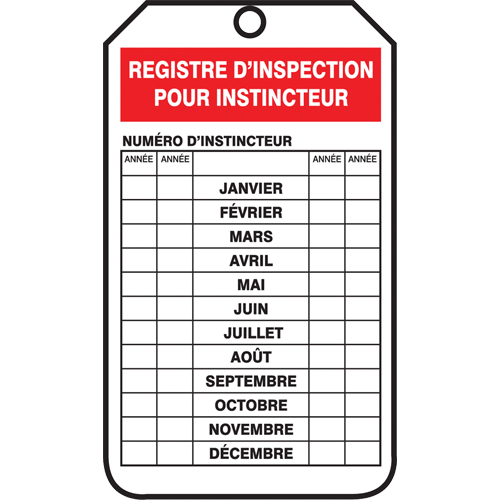 Inspection Tags, Plastic, 3-1/8" W x 5-7/8" H, French Nuna Depot Inc.