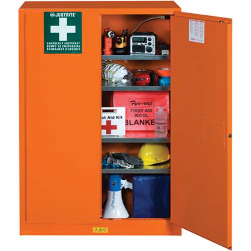 Armoires de rangement pour pr&eacute;paration aux situations d'urgence, Acier, 4 Tablettes, 65" h x 43" la x 18" P, Orange Nuna Depot Inc.