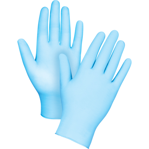 Gants tactiles jetables de calibre m&eacute;dical, Grand, Nitrile/vinyle, 4,5 mils, Sans poudre, Bleu, Classe 2 Nuna Depot Inc.