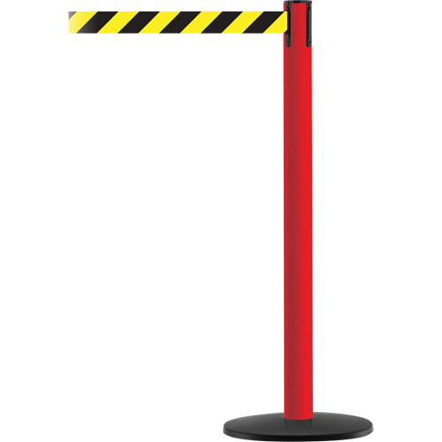 Montant pour syst&egrave;me Advance TensaBarrier, Acier, 36" h, Ruban Noir/Jaune, Longueur du ruban 7,5' Nuna Depot Inc.