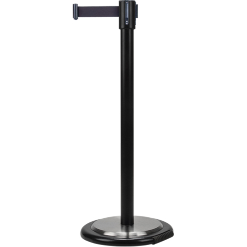 Barri&egrave;res sur pieds pour le contr&ocirc;le des foules, Acier, 35" h, Ruban Noir, Longueur du ruban 12' Nuna Depot Inc.