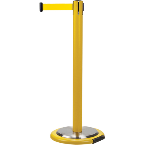 Free-Standing Crowd Control Barrier, Steel, 35" H, Yellow Tape, 7' Tape Length Nuna Depot Inc.