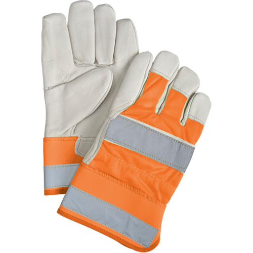 Premium Quality High Visibility Fitters Gloves, Large, Grain Cowhide Palm, Cotton Inner Lining Nuna Depot Inc.