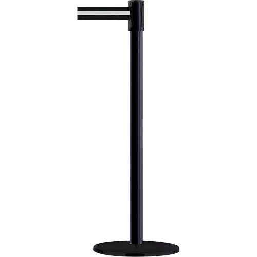 Montant pour barri&egrave;re Slimline TensaBarrier, Acier, 38" h, Ruban Noir/Blanc, Longueur du ruban 7,5' Nuna Depot Inc.