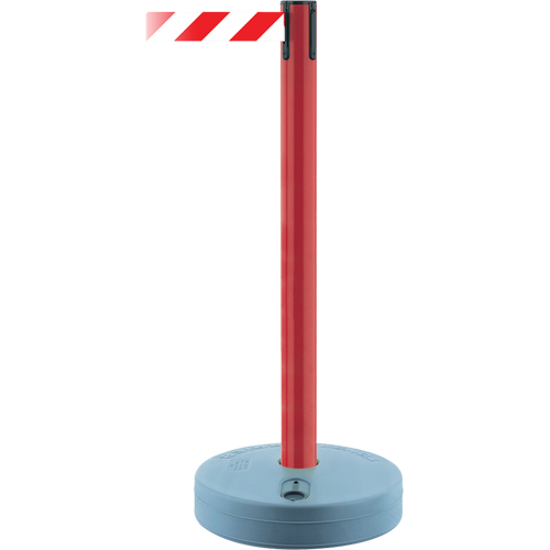 Montant ext&eacute;rieur pour barri&egrave;re TensaBarrier, Plastique, 37" h, Ruban Blanc/Rouge, Longueur du ruban 13' Nuna Depot Inc.