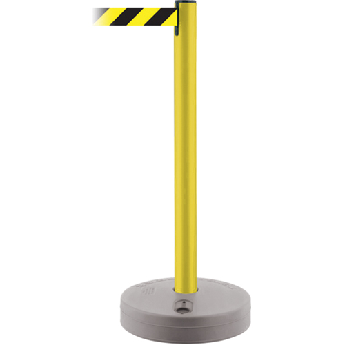 Montant ext&eacute;rieur pour barri&egrave;re TensaBarrier, Plastique, 37" h, Ruban Noir/Jaune, Longueur du ruban 13' Nuna Depot Inc.