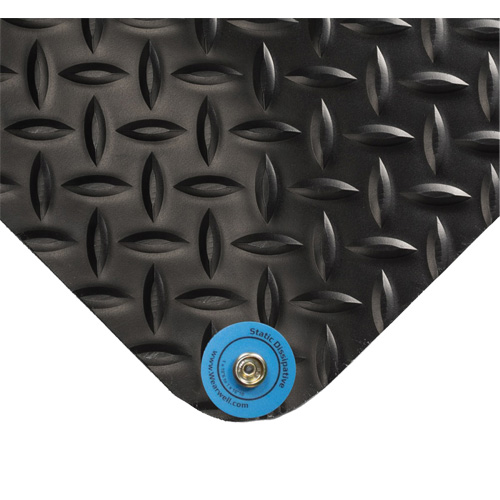 Tapis conducteur d'&eacute;lectricit&eacute; no 786, 4' la x 10' lo x 15/16" &eacute;p, PVC, Losange, Noir Nuna Depot Inc.