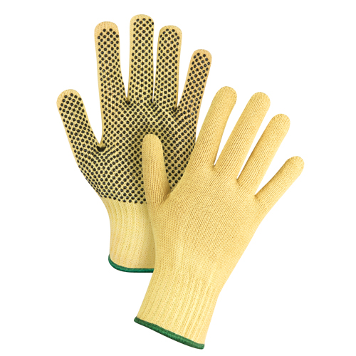 Gants tricot&eacute;s sans couture &agrave; pois, Taille Moyen/8, Calibre 7, Rev&ecirc;tement PVC, Enveloppe en Kevlar, ASTM ANSI niveau A2/EN 388 niveau 3 Nuna Depot Inc.