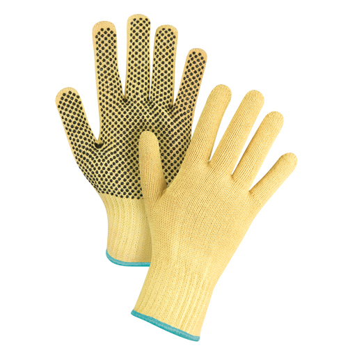 Gants tricot&eacute;s sans couture &agrave; pois, Taille T-Grand/10, Calibre 7, Rev&ecirc;tement PVC, Enveloppe en Kevlar, ASTM ANSI niveau A2/EN 388 niveau 3 Nuna Depot Inc.