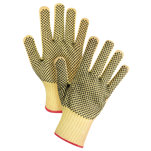 Gants tricot&eacute;s deux c&ocirc;t&eacute;s, sans couture, &agrave; pois, Taille Petit/7, Calibre 7, Rev&ecirc;tement PVC, Enveloppe en Kevlar, ASTM ANSI niveau A2/EN 388 niveau 3 Nuna Depot Inc.
