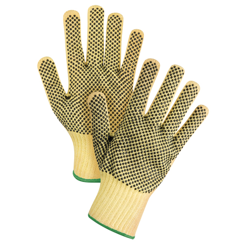 Gants tricot&eacute;s deux c&ocirc;t&eacute;s, sans couture, &agrave; pois, Taille Moyen/8, Calibre 7, Rev&ecirc;tement PVC, Enveloppe en Kevlar, ASTM ANSI niveau A2/EN 388 niveau 3 Nuna Depot Inc.