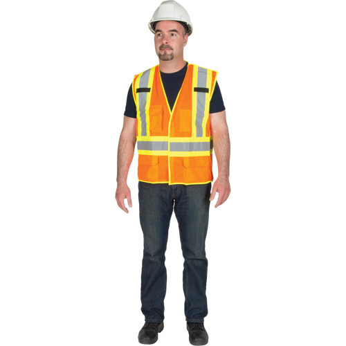 Veste de s&eacute;curit&eacute; d&eacute;tachable en cinq points de premi&egrave;re qualit&eacute;, Orange haute visibilit&eacute;, Grand/T-Grand, Polyester Nuna Depot Inc.