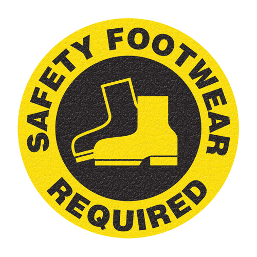 Panneau de signalisation au sol  Safety Footwear , Adh&eacute;sif, Anglais avec pictogramme Nuna Depot Inc.