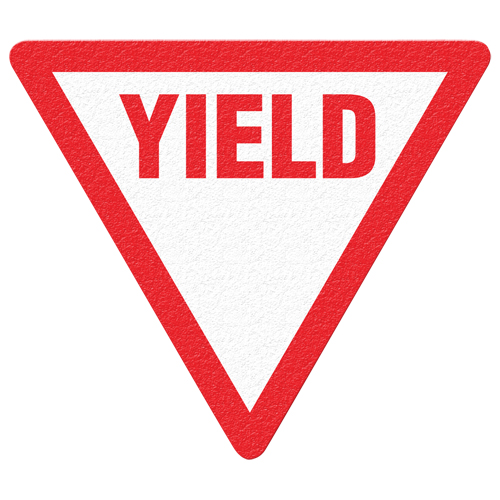 Panneau de signalisation au sol  Yield , Adh&eacute;sif, Anglais avec pictogramme Nuna Depot Inc.