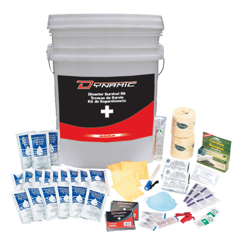 Trousse de premiers soins pour pr&eacute;paration aux situations d'urgence Dynamic, Dispositif m&eacute;dical Classe 1, Seau Nuna Depot Inc.