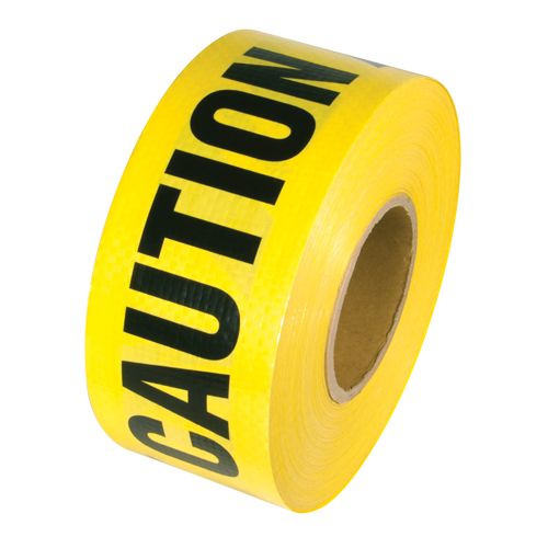 Reinforced Grade Barricade Tape, English, 3" W x 500' L, 5 mils, Black on Yellow Nuna Depot Inc.