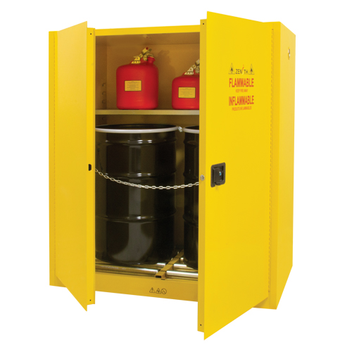 Armoire pour entreposage de barils &agrave; la verticale, Capacit&eacute; de 110 gal. US, 2 barils, Jaune Nuna Depot Inc.