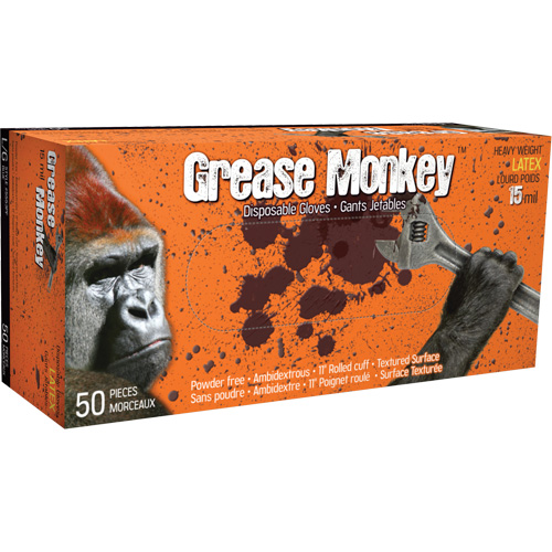 Grease Monkey&reg; Gloves, Medium, Latex, 15-mil, Powder-Free, Blue Nuna Depot Inc.