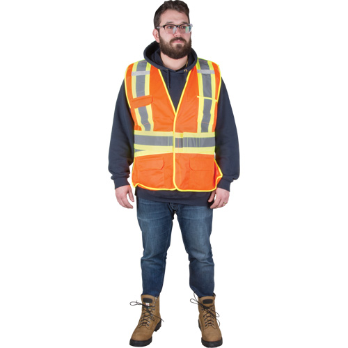 Veste d'arpenteur r&eacute;sistante aux flammes, Orange haute visibilit&eacute;, T-Grand, Polyester Nuna Depot Inc.