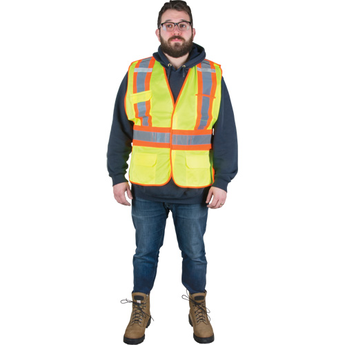 Veste d'arpenteur r&eacute;sistante aux flammes, Jaune lime haute visibilit&eacute;, T-Grand, Polyester Nuna Depot Inc.