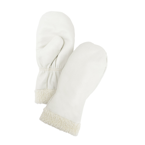 Mitaines d'hiver en cuir fleur de premi&egrave;re qualit&eacute; doubl&eacute;es de boa, Taille Grand, Mitaine Nuna Depot Inc.