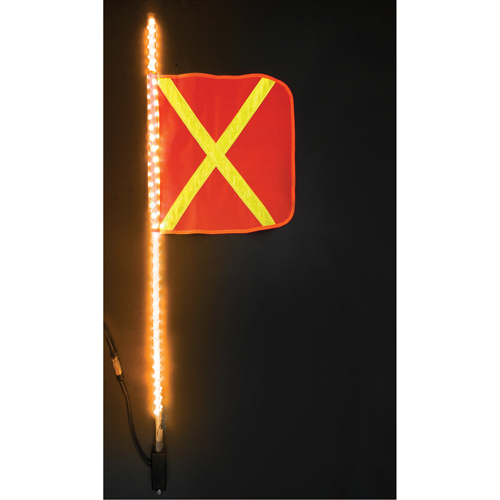 Fanions DEL robustes Safety Whip, Fixation Attelage, Hauteur 4, Orange avec X r&eacute;fl&eacute;chissant Nuna Depot Inc.
