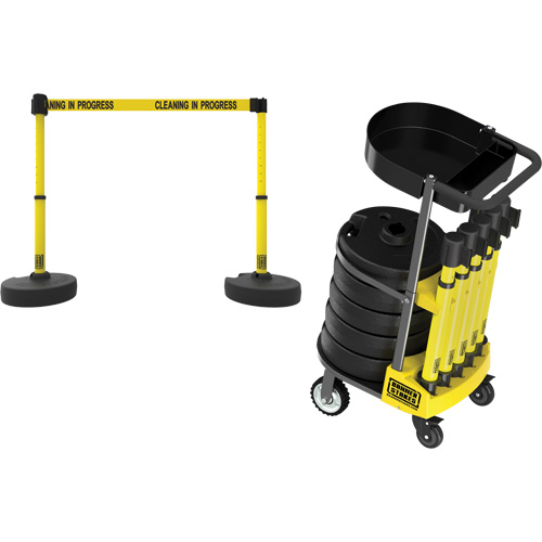 PLUS Barrier Post Cart Kit with Tray, 75' L, Metal, Yellow Nuna Depot Inc.