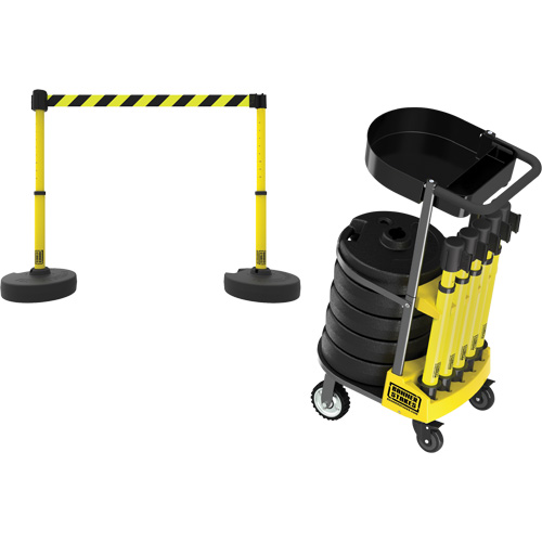 Chariot de transport avec plateau pour barri&egrave;re PLUS, 75' lo, M&eacute;tal, Jaune Nuna Depot Inc.