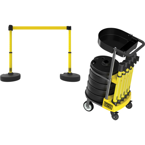 Chariot de transport avec plateau pour barri&egrave;re PLUS, 75' lo, M&eacute;tal, Jaune Nuna Depot Inc.