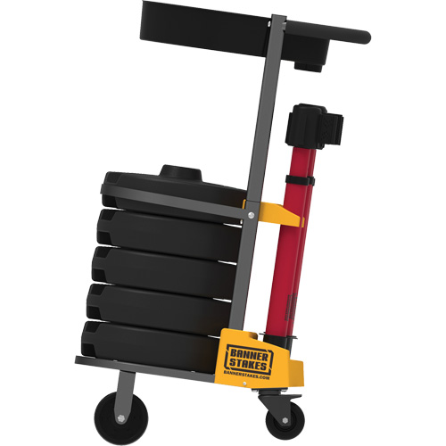 PLUS Barrier Post Cart Kit with Tray, 75' L, Metal, Yellow Nuna Depot Inc.