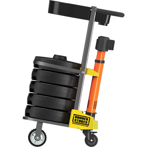 Chariot de transport avec plateau pour barri&egrave;re PLUS, 75' lo, M&eacute;tal, Orange Nuna Depot Inc.