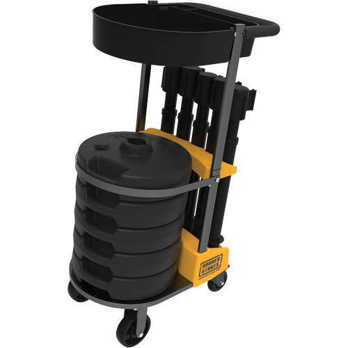 PLUS Barrier Post Cart Kit with Tray, 75' L, Metal, Black Nuna Depot Inc.