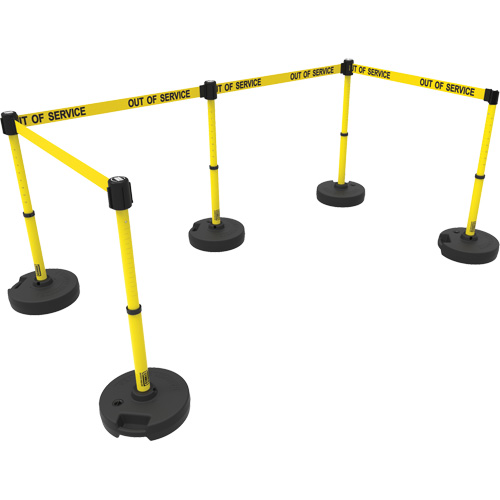 PLUS Barrier Post Set X5, Plastic, 42" H, Yellow Tape, 15' Tape Length Nuna Depot Inc.