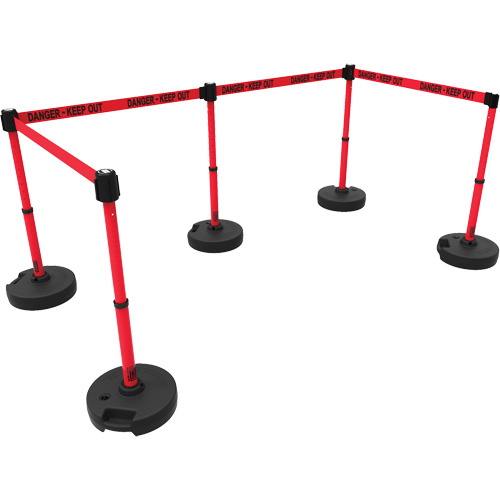 Ensemble de cinq montants pour barri&egrave;re PLUS, Plastique, 42" h, Ruban Rouge, Longueur du ruban 15' Nuna Depot Inc.