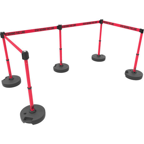 Ensemble de cinq montants pour barri&egrave;re PLUS, Plastique, 42" h, Ruban Rouge, Longueur du ruban 15' Nuna Depot Inc.