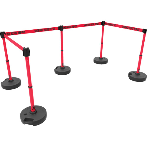 PLUS Barrier Post Set X5, Plastic, 42" H, Red Tape, 15' Tape Length Nuna Depot Inc.
