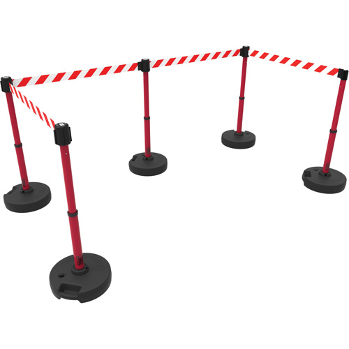 PLUS Barrier Post Set X5, Plastic, 42" H, Red Tape, 15' Tape Length Nuna Depot Inc.