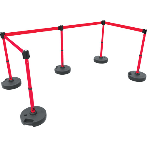 PLUS Barrier Post Set X5, Plastic, 42" H, Red Tape, 15' Tape Length Nuna Depot Inc.
