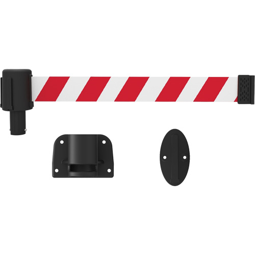 PLUS Wall Mount Barrier System, Plastic, Screw Mount, 15', Red and White Tape Nuna Depot Inc.