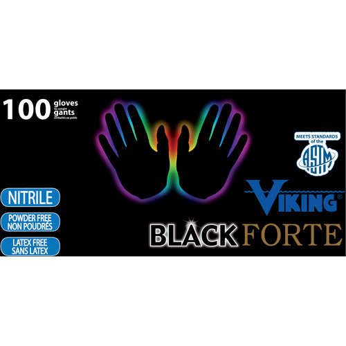 Gants jetables 34605 Forte, Petit, Nitrile, 6 mils, Sans poudre, Noir Nuna Depot Inc.