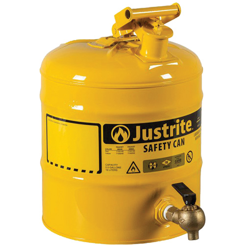 Bidon de s&eacute;curit&eacute; pour tablette, Type I, Acier, 5 gal. US, Jaune, Homologu&eacute; FM Nuna Depot Inc.