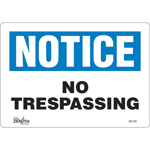 "No Trespassing" Sign, 7" x 10", Vinyl, English Nuna Depot Inc.