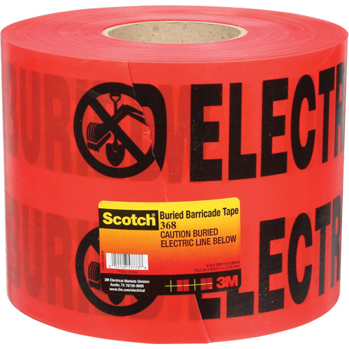 Ruban pour barri&egrave;res pour services publics souterrains Scotch, Anglais, 6" la x 1000' lo, 4 mils, Noir/rouge Nuna Depot Inc.