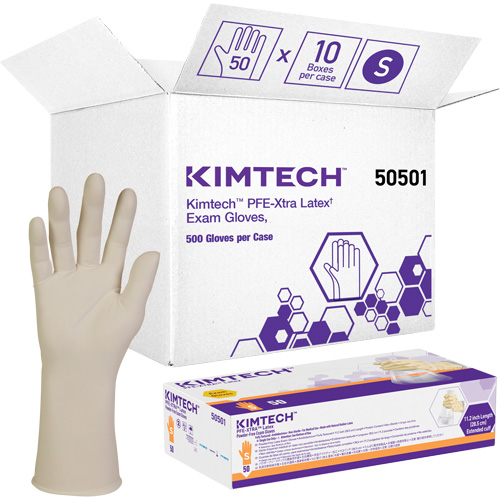 Gants m&eacute;dicaux Kimtech XTRA-PFE, Petit, Latex, 6 mils, Sans poudre, Blanc, Classe 2 Nuna Depot Inc.