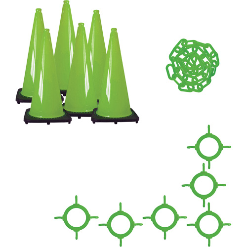 Ensemble de c&ocirc;nes de signalisation et chaînes, 28", Vert Nuna Depot Inc.