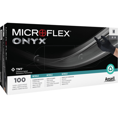 Onyx&reg; Gloves, Small, Nitrile, 3.5-mil, Powder-Free, Black Nuna Depot Inc.