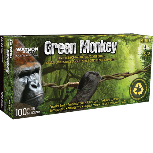 Gants 5559PF Green Monkey, Petit, Nitrile, 4 mils, Sans poudre, Vert Nuna Depot Inc.