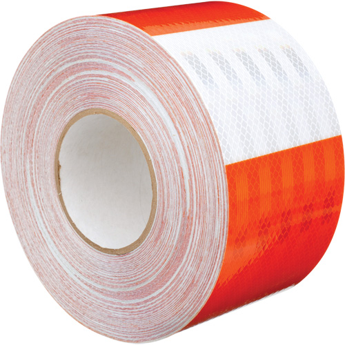 Feuille de rev&ecirc;tement de barricade prismatique de qualit&eacute; &agrave; haute intensit&eacute;, 4" la x 150' lo, 19 mils, Orange et blanc Nuna Depot Inc.
