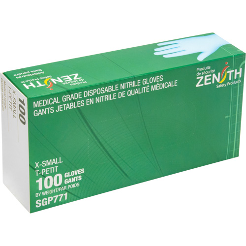 Gants jetables de calibre m&eacute;dical r&eacute;sistants &agrave; la perforation, T-petit, Nitrile, 4,5 mils, Sans poudre, Bleu, Classe 2 Nuna Depot Inc.