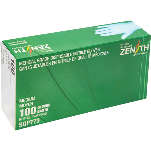 Gants jetables de calibre m&eacute;dical r&eacute;sistants &agrave; la perforation, Moyen, Nitrile, 4,5 mils, Sans poudre, Bleu, Classe 2 Nuna Depot Inc.